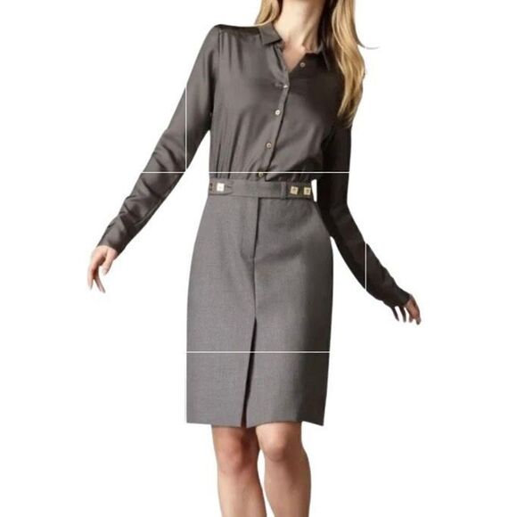 DIANE VON FURSTENBERG Silk/Wool Blend Grey Retro Dinna Dress - Picture 1 of 10